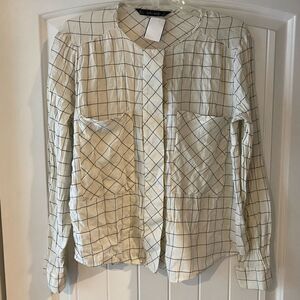 Womens White and black striped Zara blouse - L